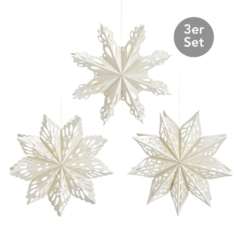 Weihnachtshänger Schneeflocken 3er Set weiß