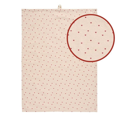 Ib Laursen Geschirrtuch Valentin mit Herzen naturfarben