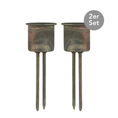 Ib Laursen Spieß Kerzenhalter zinkfarben 2er-Set