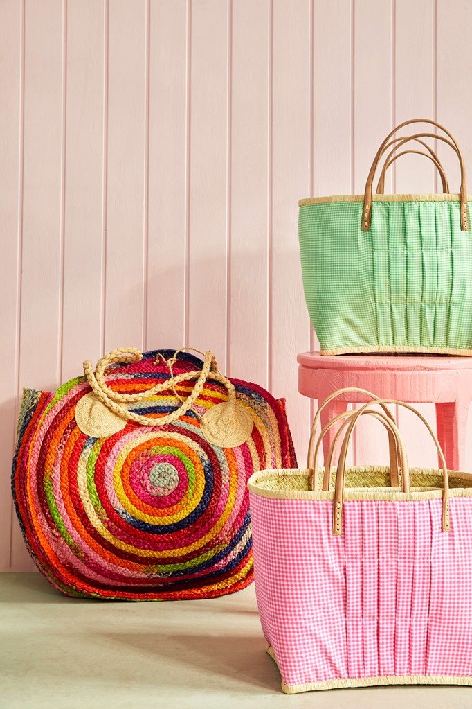 Rice Bast-Shopper Square pinkfarben groß