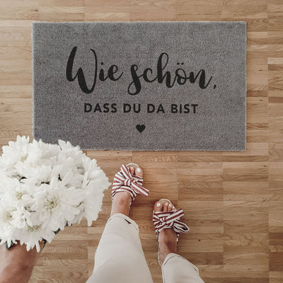 Eulenschnitt Fußmatte Wie schön grau