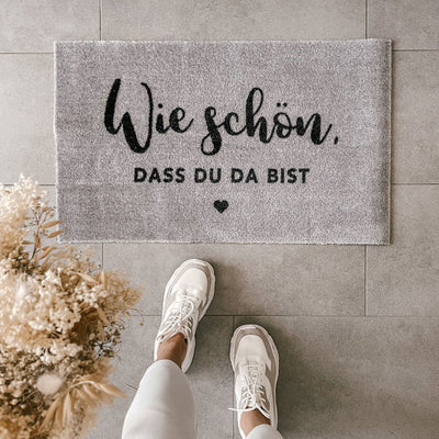 Eulenschnitt Fußmatte Wie schön grau