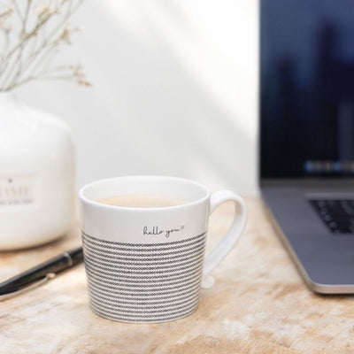 Bastion Collections Tasse Stripes Hello You Schwarz