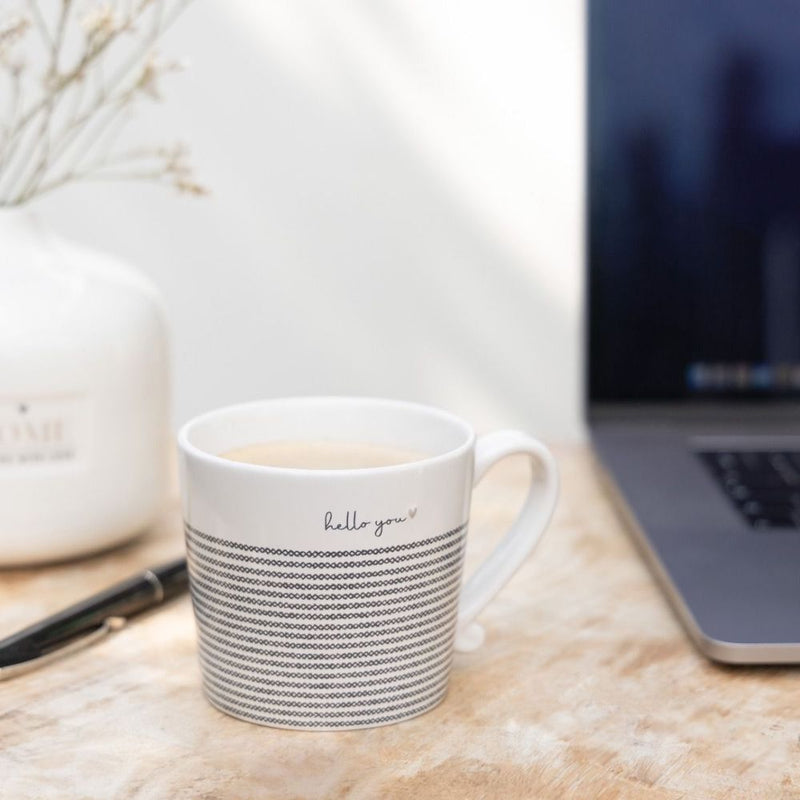 Bastion Collections Tasse Stripes Hello You Schwarz