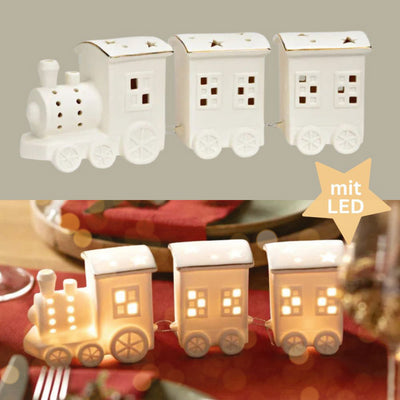 LED Porzellan Weihnachtszug weiß