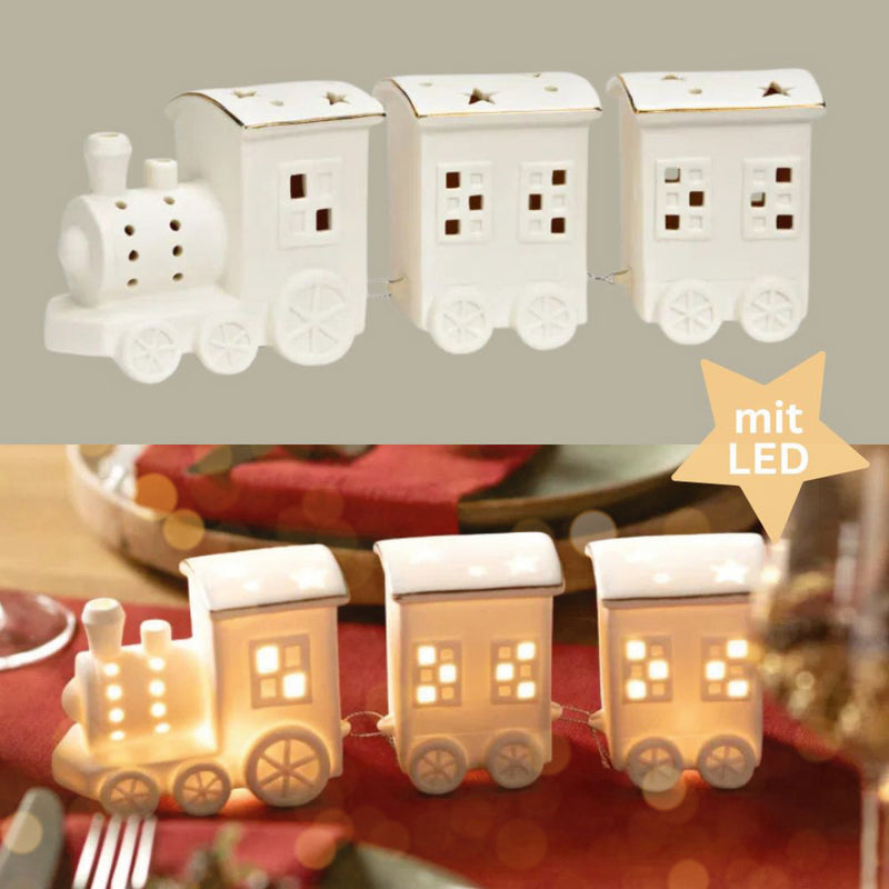 LED Porzellan Weihnachtszug weiß