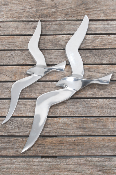 Wand-Deko Möwe Aluminium groß
