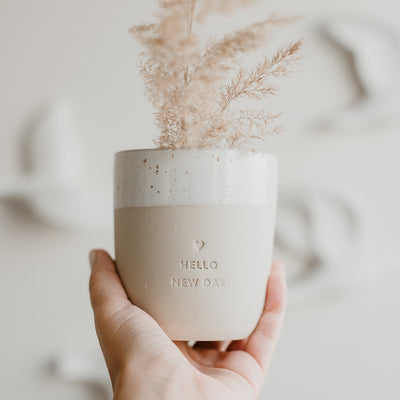 Eulenschnitt Becher Hello New Day