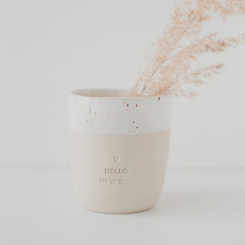 Eulenschnitt Becher Hello New Day