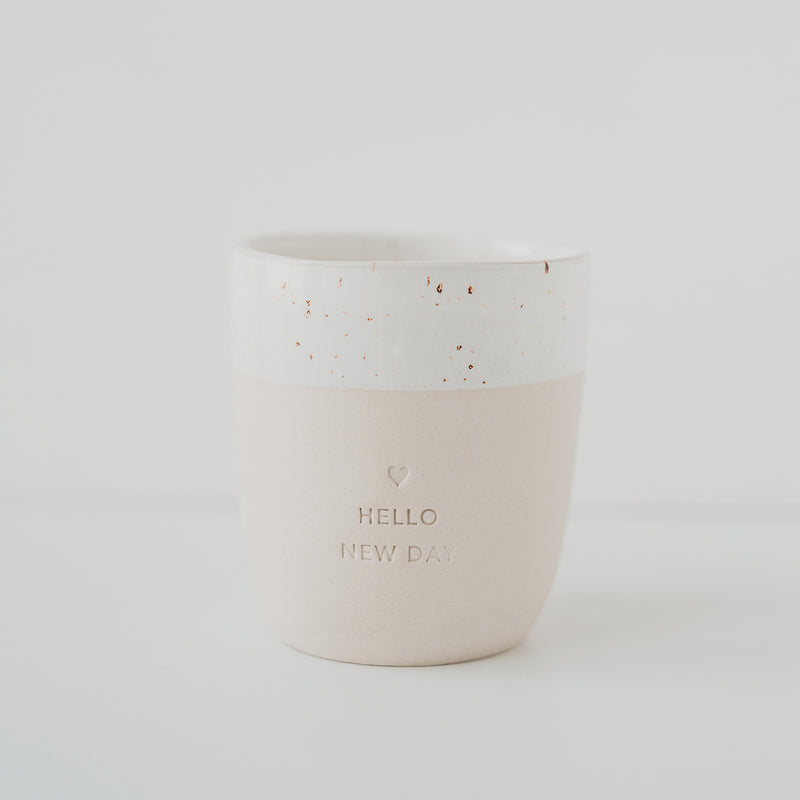 Eulenschnitt Becher Hello New Day