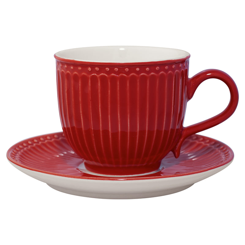Greengate Tasse mit Untertasse Alice rot