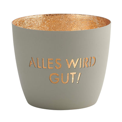 Windlicht Madras Alles wird gut helles schlamm-goldfarben mittel