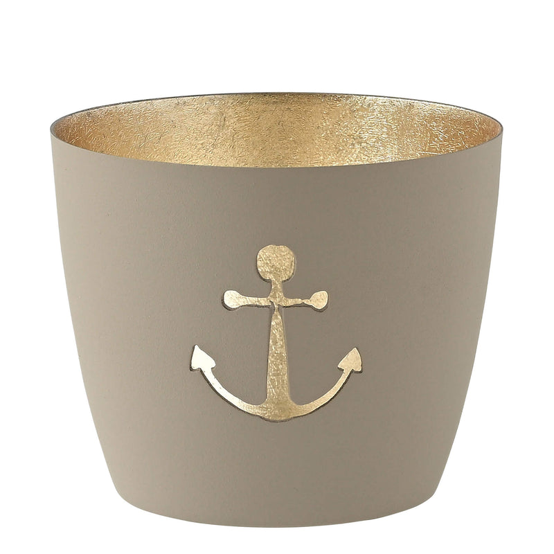 Windlicht Madras Anker sandstone-goldfarben mittel