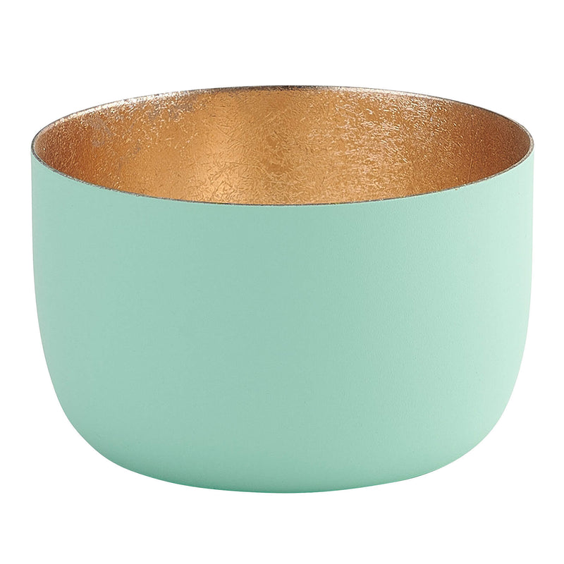 Windlicht Madras aqua-goldfarben klein