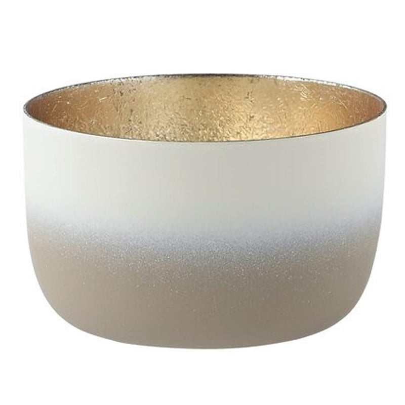 Windlicht Madras Farbverlauf sandstone-weiß-goldfarben klein