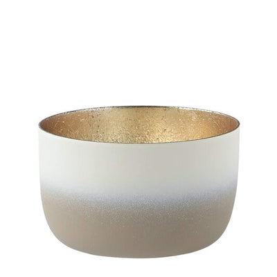 Windlicht Madras Farbverlauf sandstone-weiß-goldfarben klein