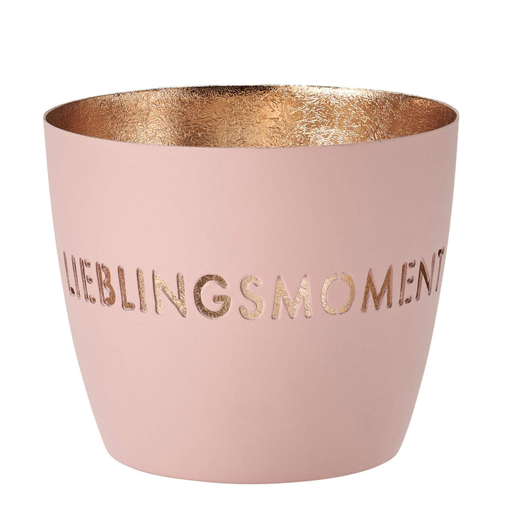 Windlicht Von Gift Company – Teelichthalter Aus Porzellan In Blush/Gold, Größe M