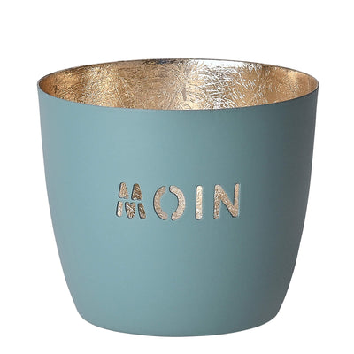 Windlicht Madras Moin puderblau-goldfarben mittel