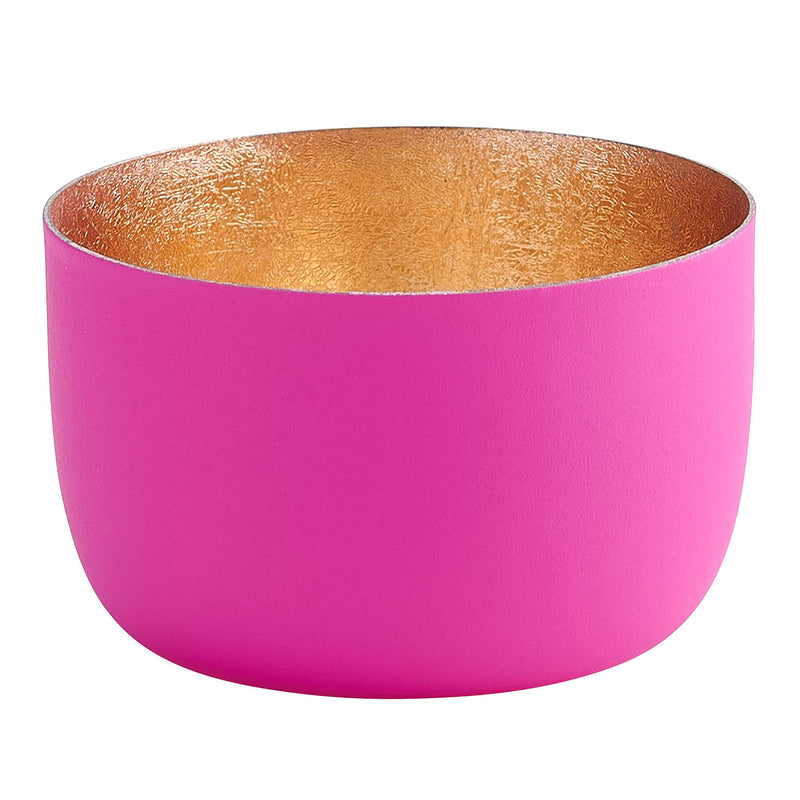Windlicht Madras neonpink-goldfarben klein