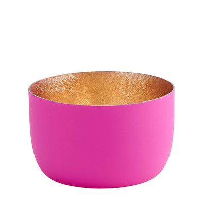 Windlicht Madras neonpink-goldfarben klein