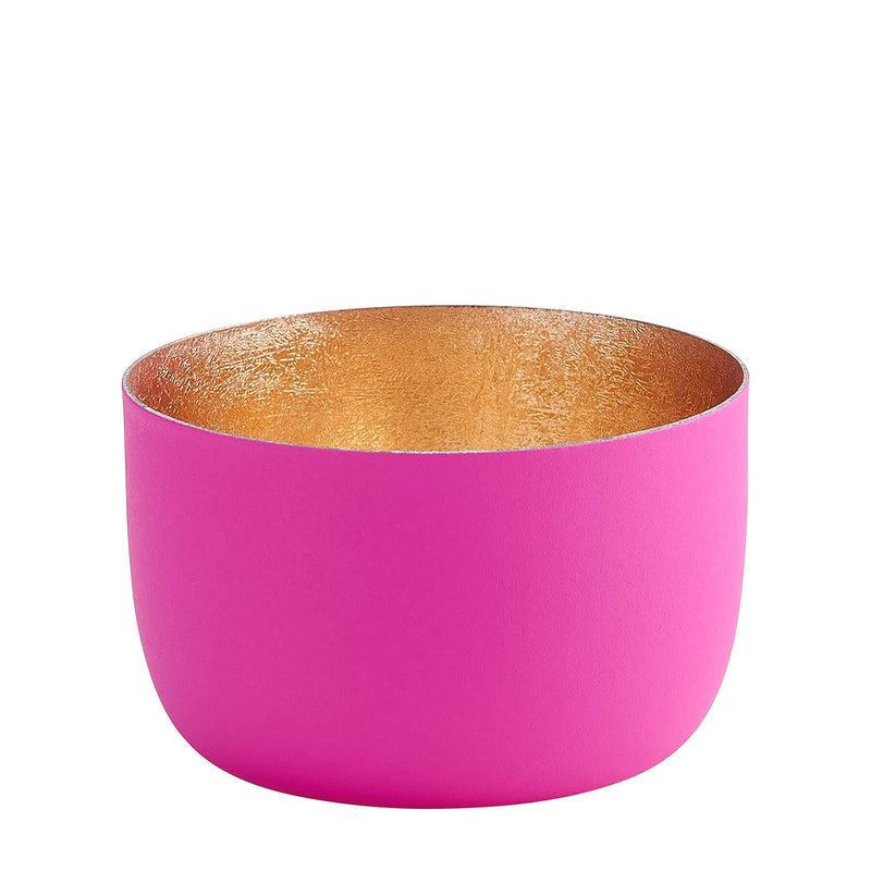 Windlicht Madras neonpink-goldfarben klein