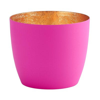 Windlicht Madras neonpink-goldfarben mittel