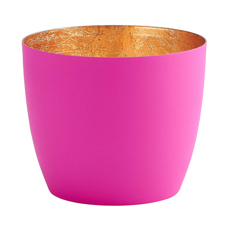 Windlicht Madras neonpink-goldfarben mittel