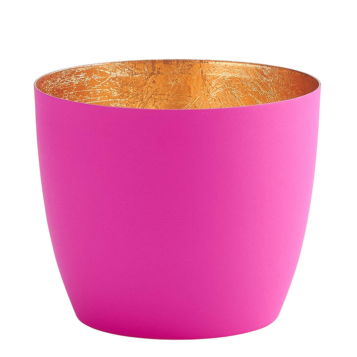 Windlicht Madras neonpink-goldfarben mittel