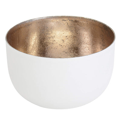 Windlicht Madras weiß-goldfarben klein