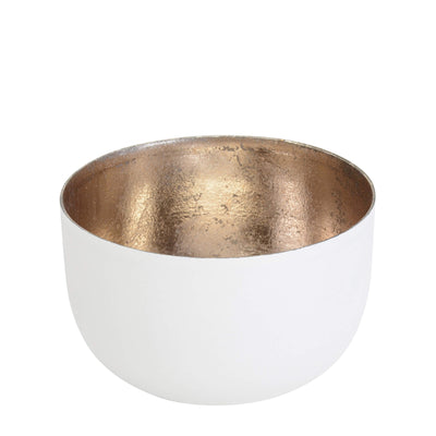 Windlicht Madras weiß-goldfarben klein