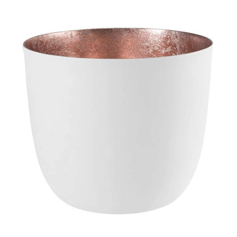 Windlicht Madras weiß-roségoldfarben mittel
