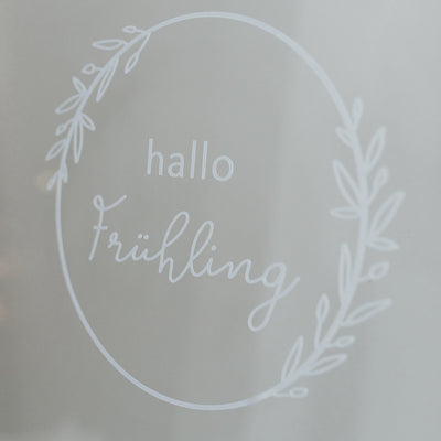 Eulenschnitt Wandsticker Hallo Frühling weiß