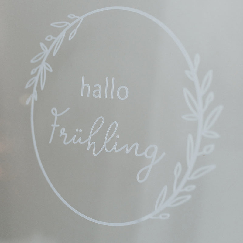 Eulenschnitt Wandsticker Hallo Frühling weiß