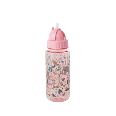 Rice Plastik Trinkflasche für Kinder Dschungeltier-Print rosa