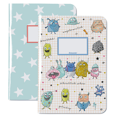 krima & isa Notizhefte Monster kariert A5 2er-Set
