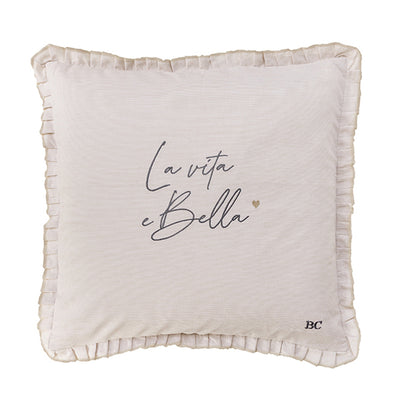 Bastion Collections Kissen La vita e Bella 50 x 50 cm Naturfarben