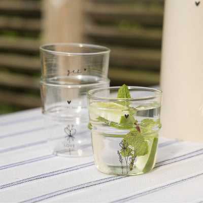 Bastion Collections Wasser-Glas Love Schwarz
