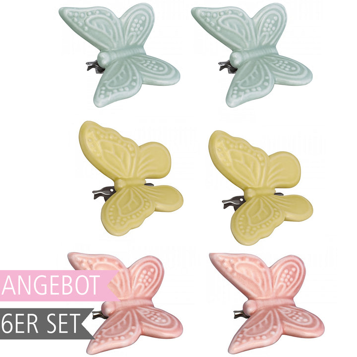 Greengate Schmetterlinge mit Clip bunt 6er-Set groß