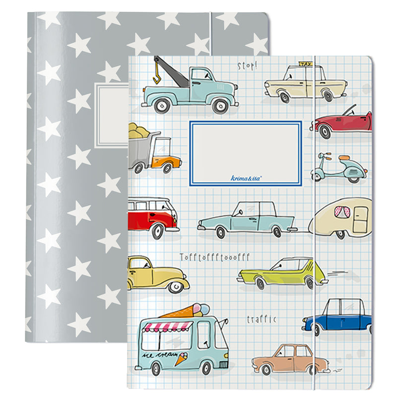 krima & isa Sammelmappe Auto und Sterne grau