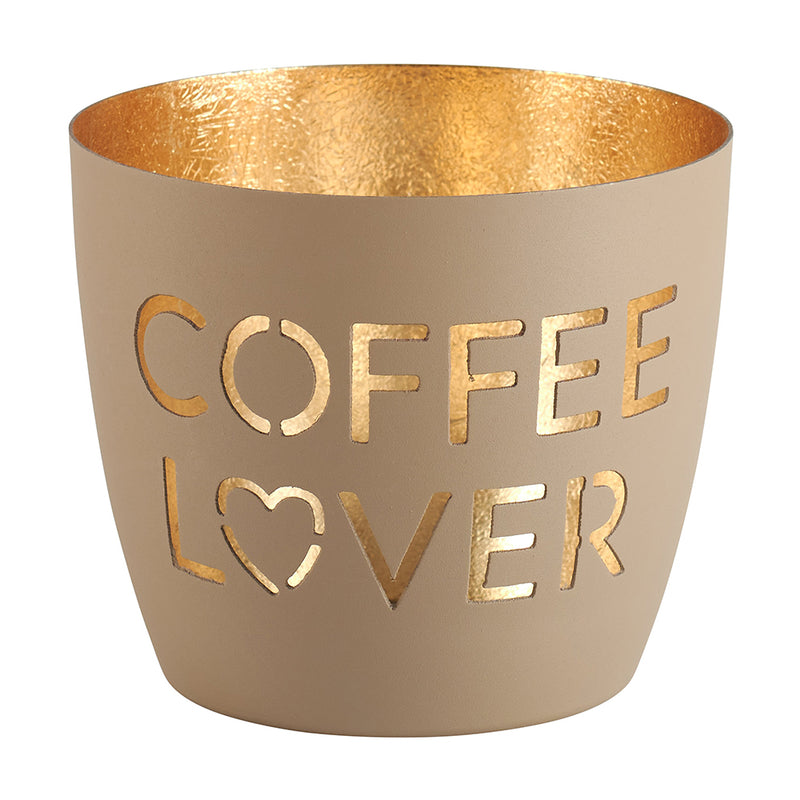 Windlicht Coffee Lover sandstone-goldfarben mittel