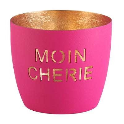 Windlicht Moin Cherie fuchsia-goldfarben mittel