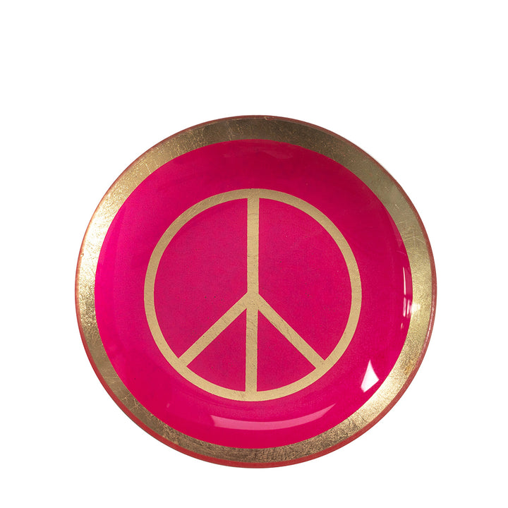 Glasteller Peace rund neonpink