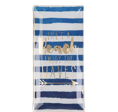 Glasteller Life`s a Beach blau