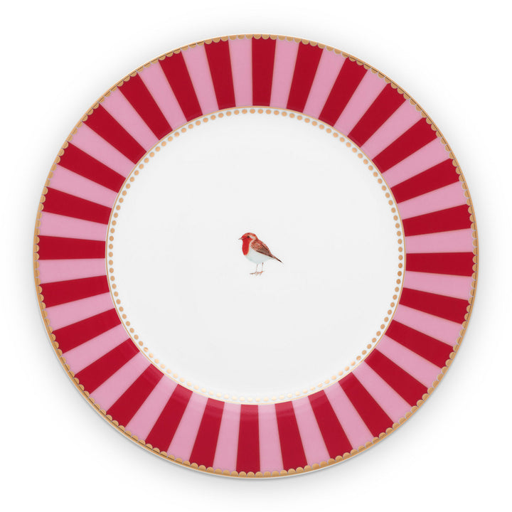 Pip Studio Frühstücksteller Love Birds rot gestreift 21 cm