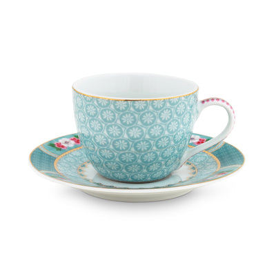 Pip Studio Espresso Tasse mit Teller "Blushing Birds" blau