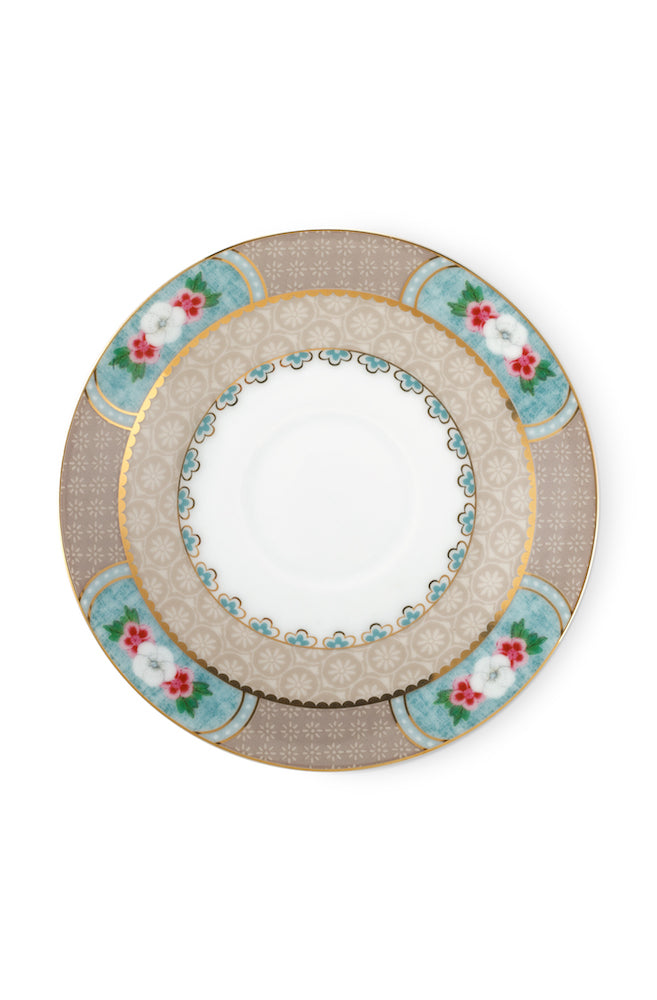Pip Studio Cappuccino Tasse mit Teller „Blushing Birds“ khaki