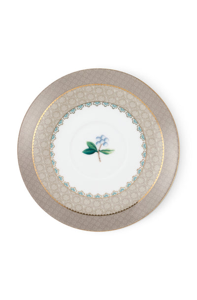 Pip Studio Cappuccino Tasse mit Teller „Blushing Birds“ khaki