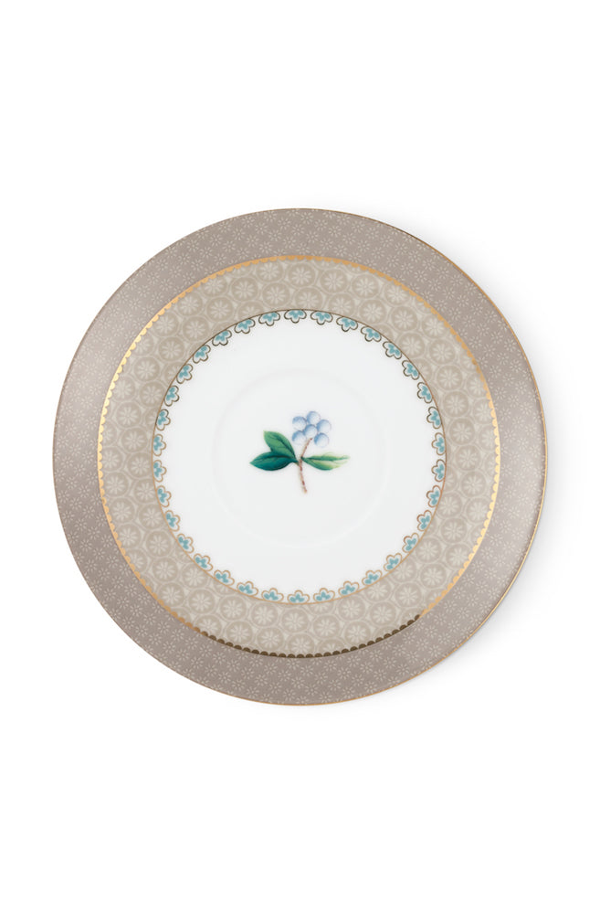 Pip Studio Cappuccino Tasse mit Teller „Blushing Birds“ khaki