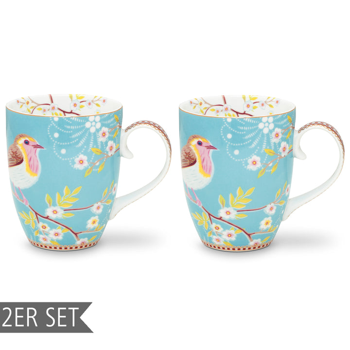 Pip Studio Tasse „Early Bird“ 2er-Set blau groß