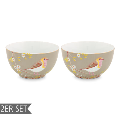 Pip Studio Schalen „Early Bird“ 2er-Set khaki mittel